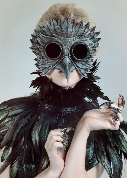 Black Raven Goggles Handmade Genuine Leather Mask