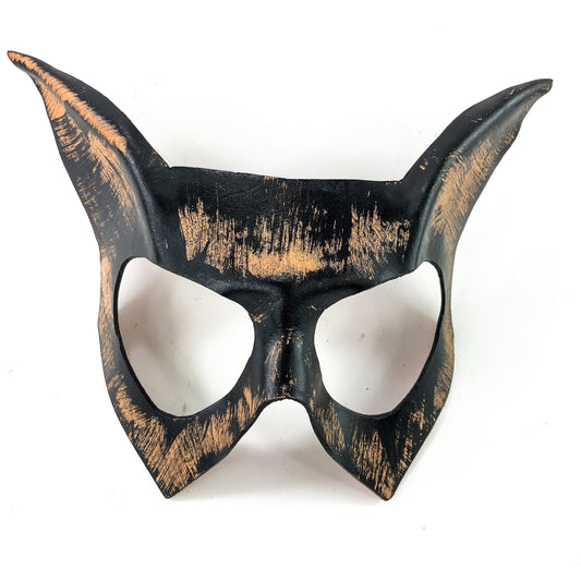 Handmade Genuine Leather Cat  Mask in Nude and Black