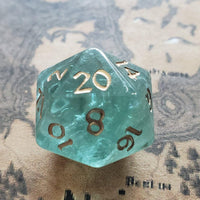 Green Fluorite Gemstone Dice (Chlorophane)  Hand Carved Polyhedral Dice (With Box) Set