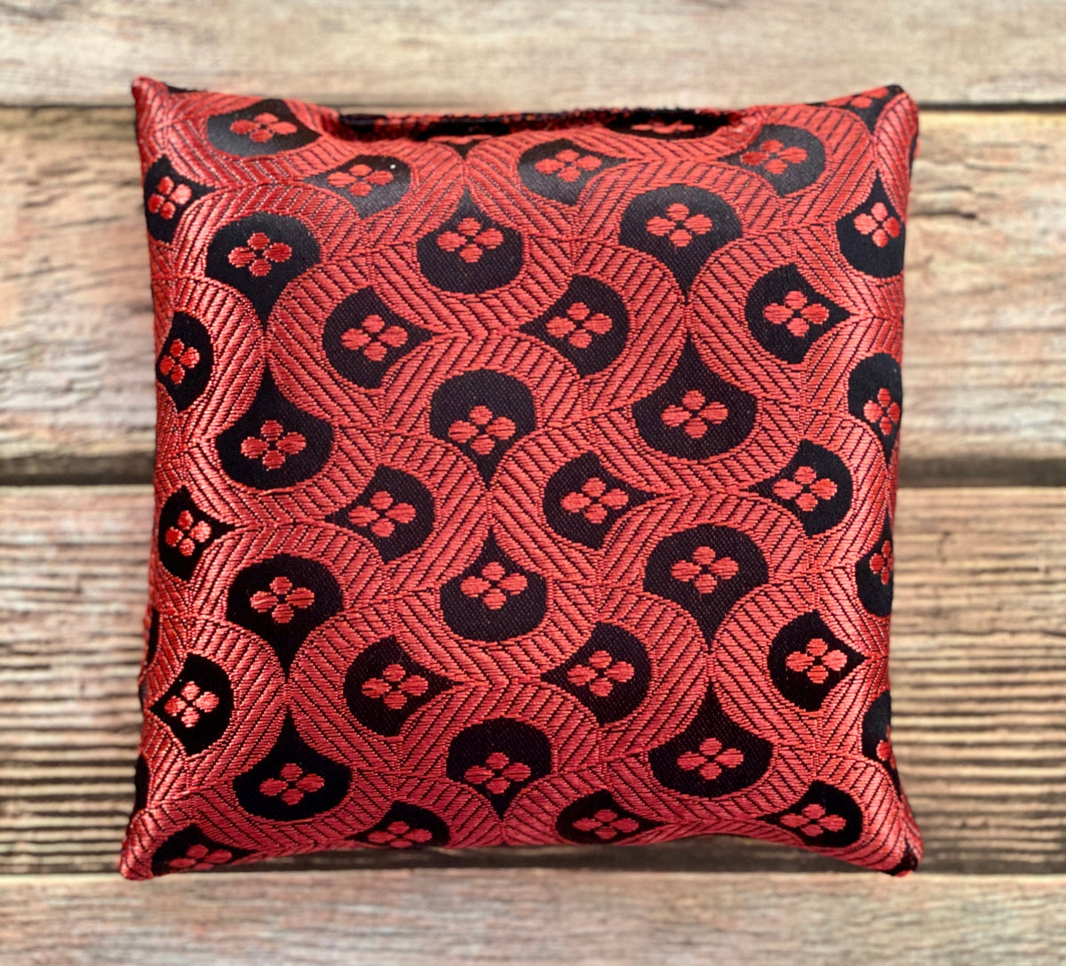Red Singing Bowl Crystal Display Pillow