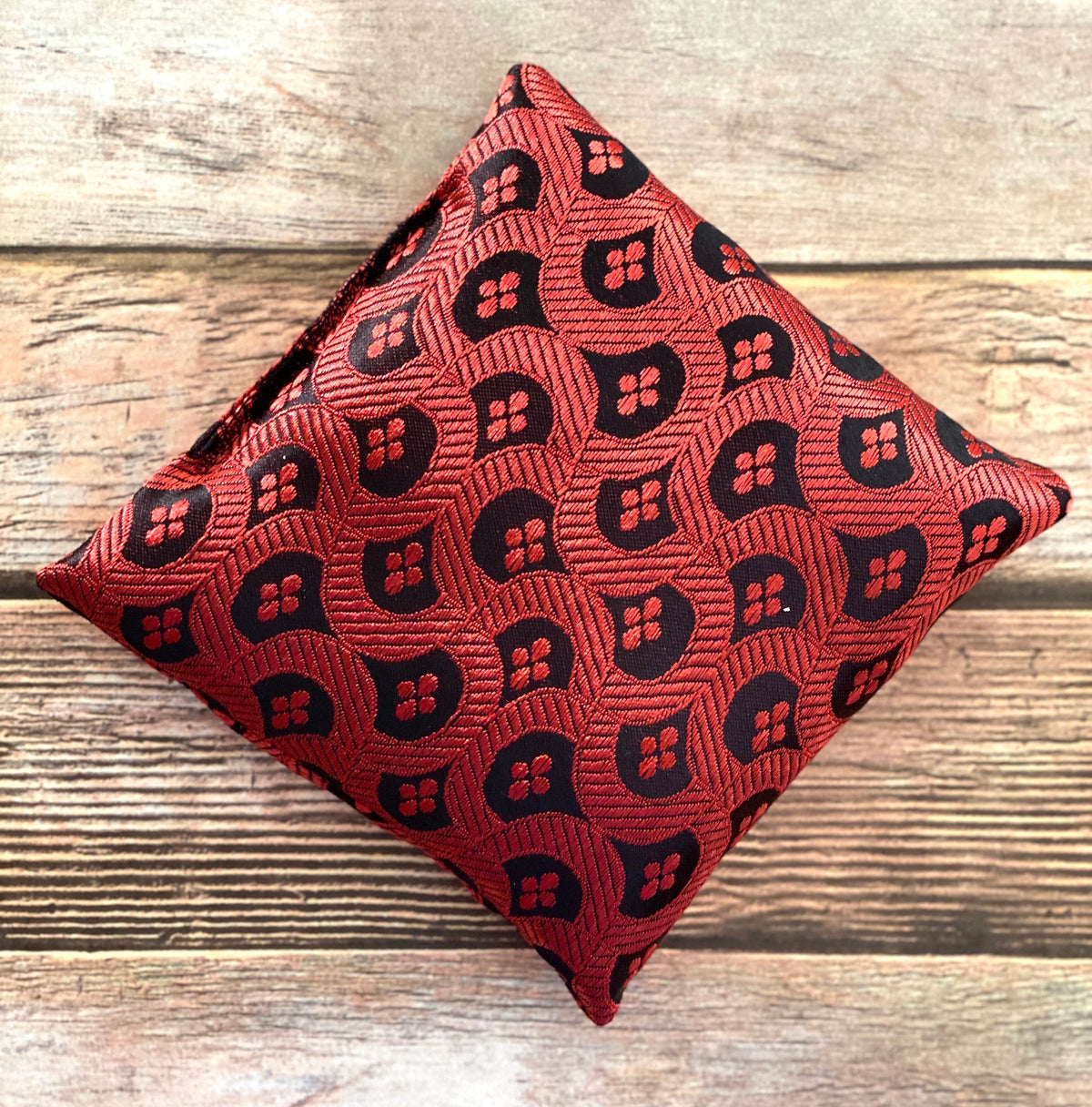 Red Singing Bowl Crystal Display Pillow