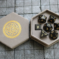 Gemstone Black Night Obsidian Hand Carved Polyhedral Dice (And Box) Dice Set