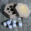 Hand Carved  Gemstone Blue Lace Agate Eye Stone (And Box) Polyhedral Dice Set