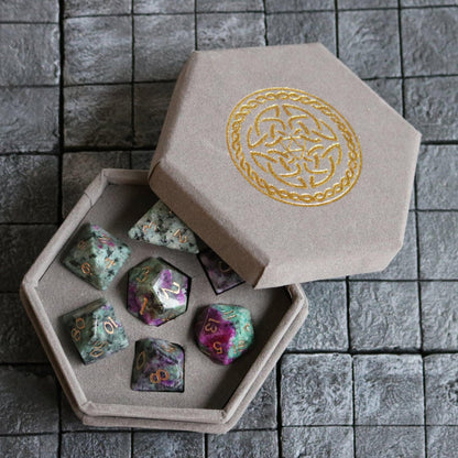 Gemstone Zoisite Dice Set (with box)