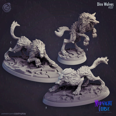 Midnight Wolves - 32mm scaled miniature - D&D - Pathfinder - 40K - Fantasy Mini - Cast n play