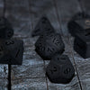 Gemstone Black Night Raised Obsidian Hand Carved Polyhedral Dice (And Box) DND Set