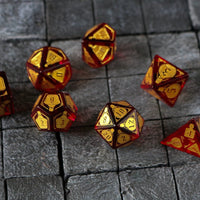 Health Potion Red Zircon Glass (And Box) Polyhedral Dice Set