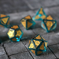Mana Potion Blue Zircon Glass (And Box) Polyhedral Dice Set