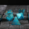 Vine Spike Gemstone Blue Cats Eye Stone (And Box) Polyhedral Dice Set