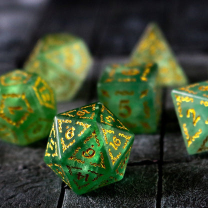 Vine Spike Green Fluorite Gemstone Dice (With Box) Dice Set