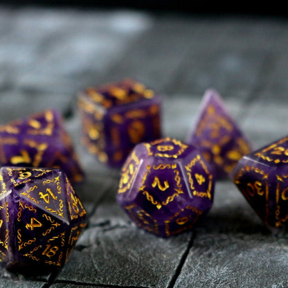 Vine Spike Gemstone Purple Amethyst Dice (With Box) Set
