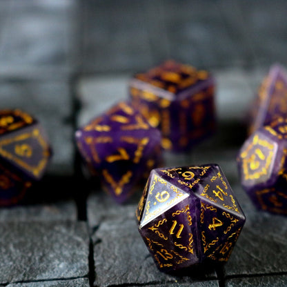 Vine Spike Gemstone Purple Amethyst Dice (With Box) Set