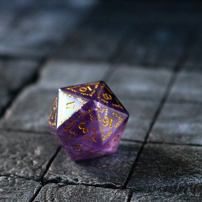 Vine Spike Gemstone Purple Amethyst Dice (With Box) Set