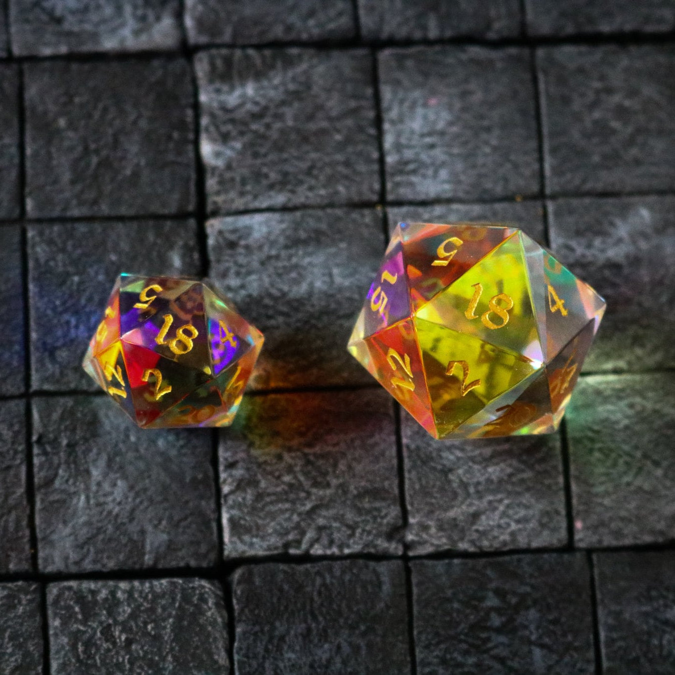 Large Dragon Egg Dichroic Glass D20 Gemstone Dice