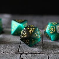 Dragon Shield Gemstone Green Cats Eye Stone (And Box) Polyhedral Dice Set