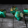 Dragon Shield Gemstone Green Cats Eye Stone (And Box) Polyhedral Dice Set