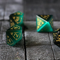 Dragon Shield Gemstone Green Cats Eye Stone (And Box) Polyhedral Dice Set