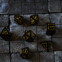 Gemstone Black Dragon Shield  Night Obsidian (And Box) Dice Set
