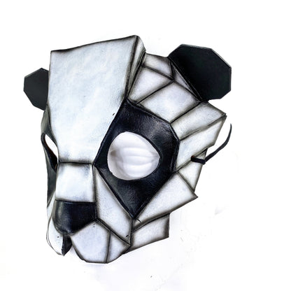 Geometric Panda Bear Leather Mask