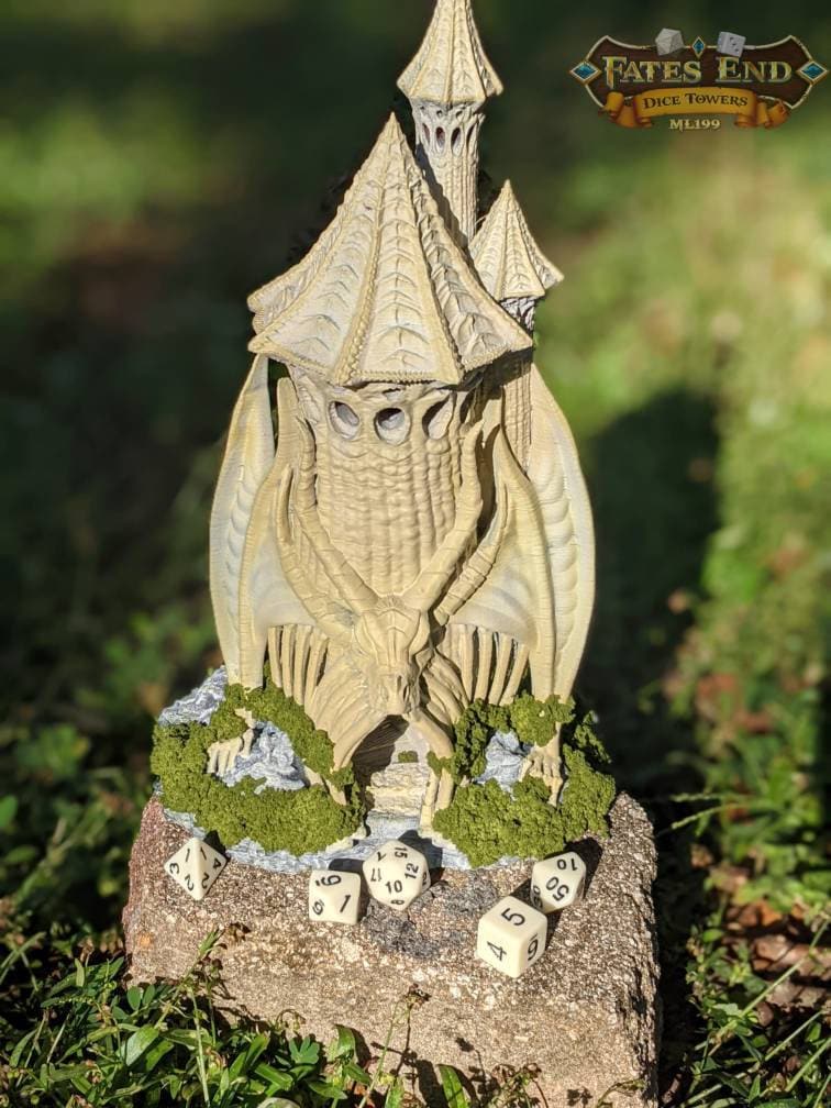 Skeletal Dragon Necromancer Lich 3D Printed Dice Tower
