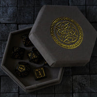 Gemstone Black Dragon Shield  Night Obsidian (And Box) Dice Set