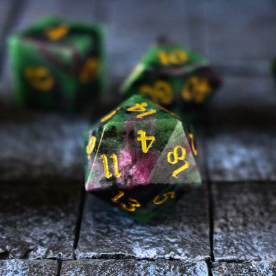 Gemstone Zoisite Dice Set (with box)