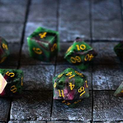 Gemstone Zoisite Dice Set (with box)