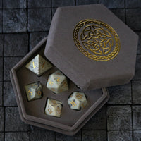 Gemstone Jasper Hand Carved Polyhedral Dice (And Box) DnD Dice Set