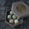 Mage Fury Gemstone Opalite Hand Carved Polyhedral Dice (And Box) Dice Set