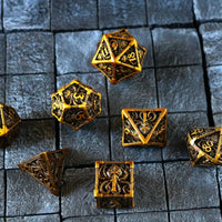 Octopus Hollow Metal Dice Set Gold Tabletop Gaming