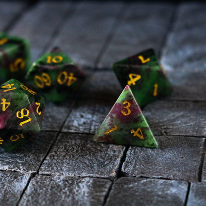 Gemstone Zoisite Dice Set (with box)