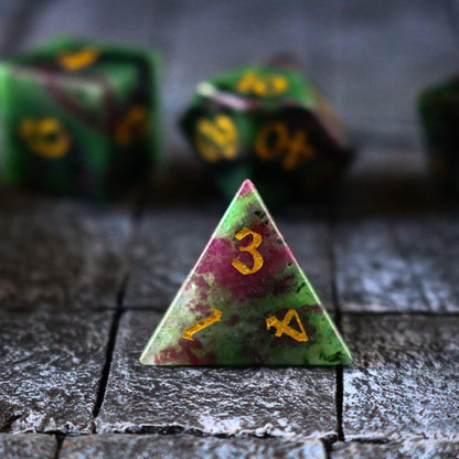 Gemstone Zoisite Dice Set (with box)