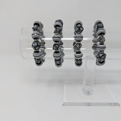 Black Grey and White Stripe Dice Bracelet