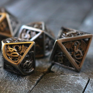 Dragon Flight Hollow Metal Dice Set Silver