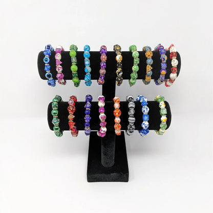 Black Grey and White Stripe Dice Bracelet