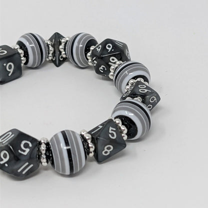 Black Grey and White Stripe Dice Bracelet