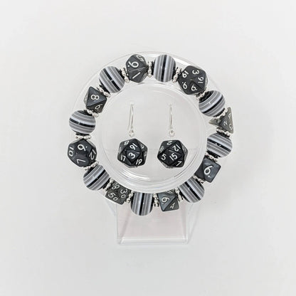 Black Grey and White Stripe Dice Bracelet