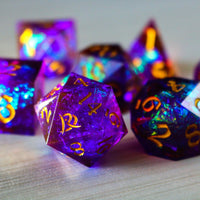 Purple Handmade Sharp Edge Resin Dice Set
