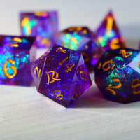 Purple Handmade Sharp Edge Resin Dice Set