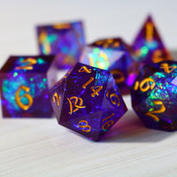 Purple Handmade Sharp Edge Resin Dice Set