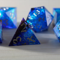 Blue Handmade Sharp Edge Resin Dice Set