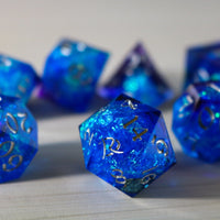 Blue Handmade Sharp Edge Resin Dice Set