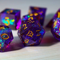 Purple Handmade Sharp Edge Resin Dice Set