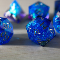 Blue Handmade Sharp Edge Resin Dice Set