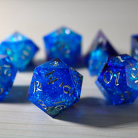 Blue Handmade Sharp Edge Resin Dice Set