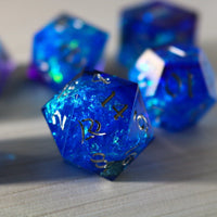 Blue Handmade Sharp Edge Resin Dice Set