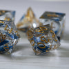 Blue Glitter Liquid Core Handmade Sharp Edge Resin Dice Set
