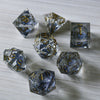 Silver Glitter Liquid Core Handmade Sharp Edge Resin Dice Set