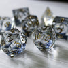 Silver Glitter Liquid Core Handmade Sharp Edge Resin Dice Set