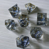 Silver Glitter Liquid Core Handmade Sharp Edge Resin Dice Set